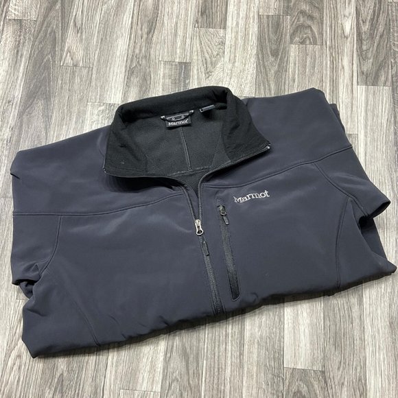 MARMOT Full Zip Up Pockets Mock Neck Black Softshell Jacket Men's Size XL